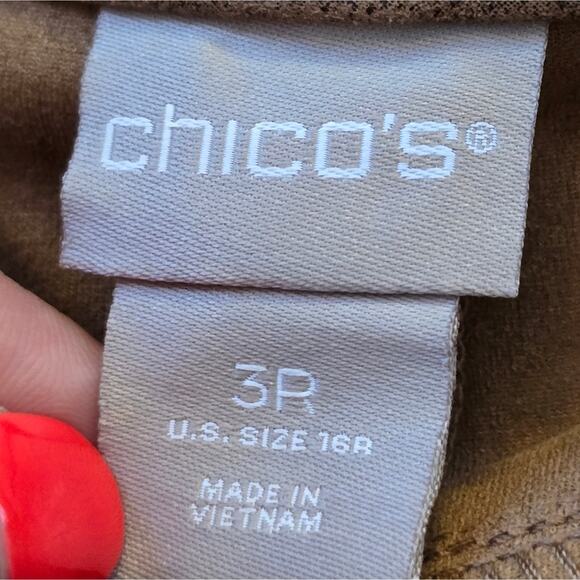 Chico's Vegan Suede Stylish Tan Straight Leg Women's Pants Size 3.5 Size 16 - Picture 8 of 11